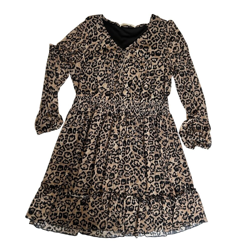 NWT Madison + Hudson NWT Leopard Print Tiered V-Neck Mini Dress Sz XL